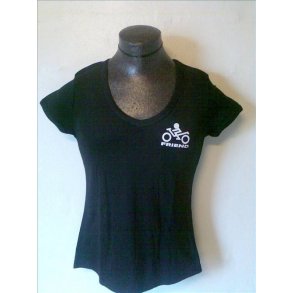 Dame T-shirt Sort m. V-hals