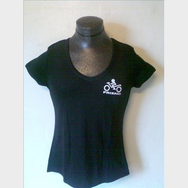 Dame T-shirt Sort m. V-hals